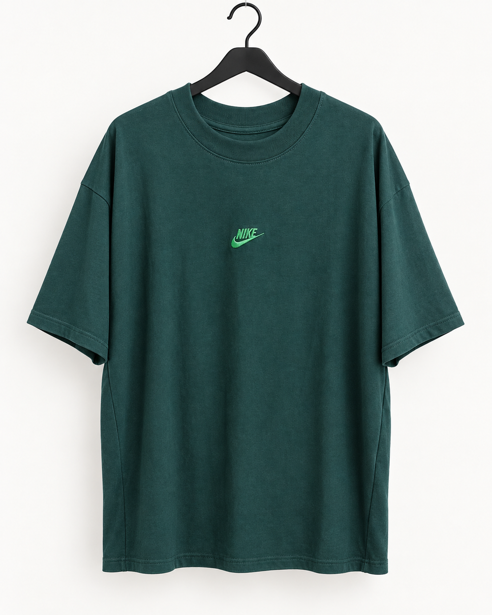 Playera oversized NUVA verde oscuro, foto de producto.